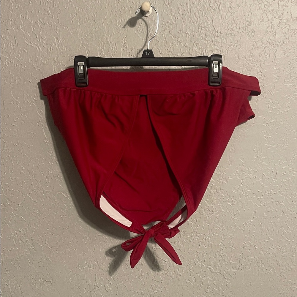 SHEIN Deep Red Bikini Set with Tie Detail